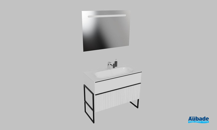 Meuble de salle de bains Groove de Burgbad, largeur 100 cm, coloris blanc mat