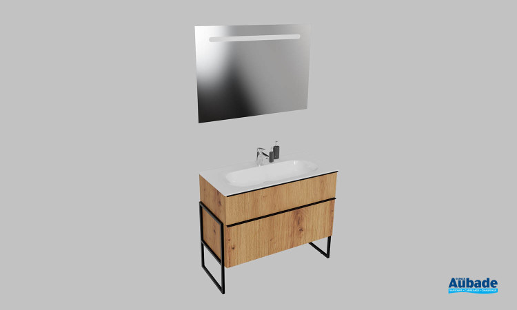 Meuble de salle de bains Groove de Burgbad, largeur 100 cm, coloris chêne naturel