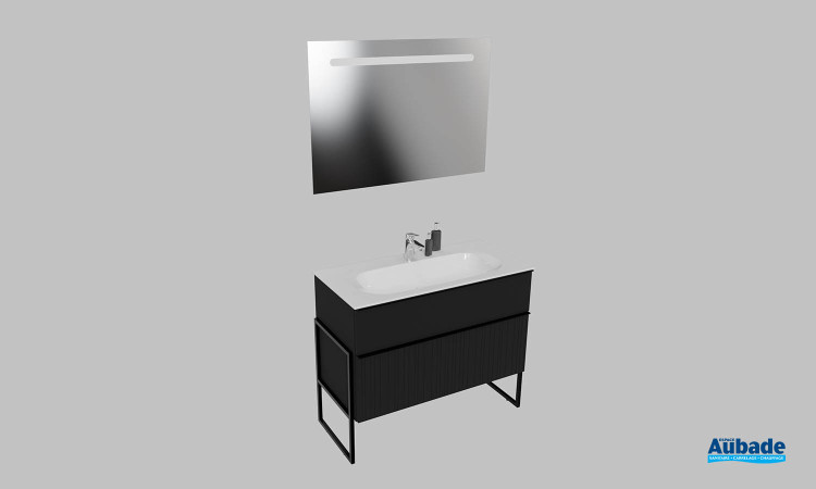 Meuble de salle de bains Groove de Burgbad, largeur 100 cm, coloris graphite mat