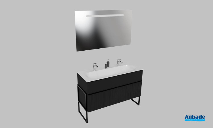 Meuble de salle de bains Groove de Burgbad, largeur 120 cm, coloris graphite mat