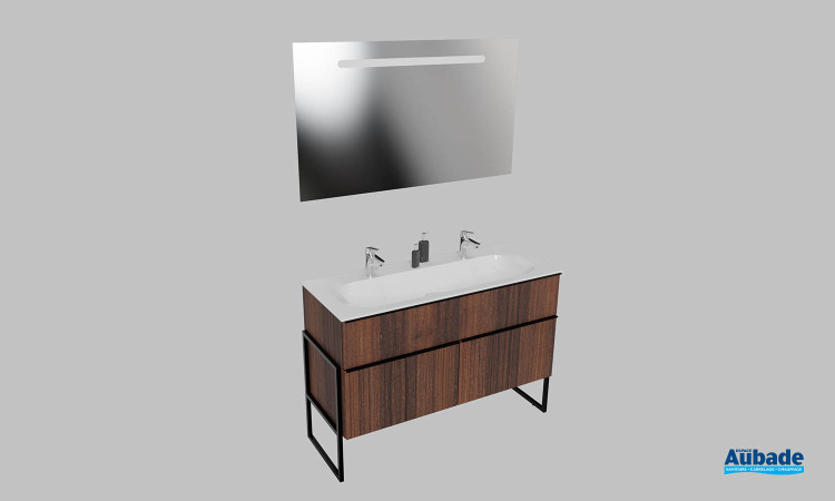Meuble de salle de bains Groove de Burgbad, largeur 120 cm, coloris noyer décor velour