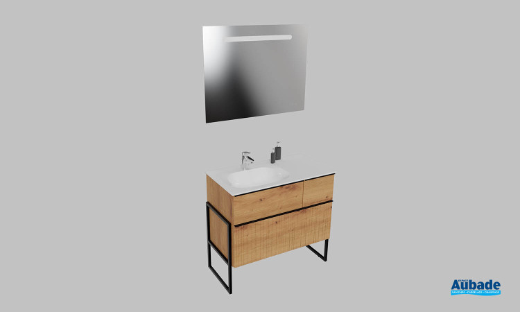 Meuble de salle de bains Groove de Burgbad, largeur 90 cm, coloris chêne naturel