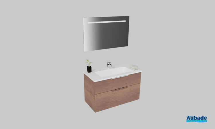 Meuble de salle de bains Passion de Burgbad, largeur 103 cm, coloris chêne rouillé