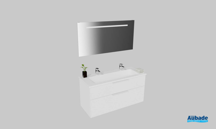 Meuble de salle de bains Passion de Burgbad, largeur 123 cm, coloris blanc mat