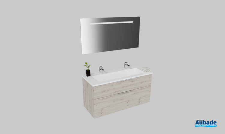 Meuble de salle de bains Passion de Burgbad, largeur 123 cm, coloris chêne argenté