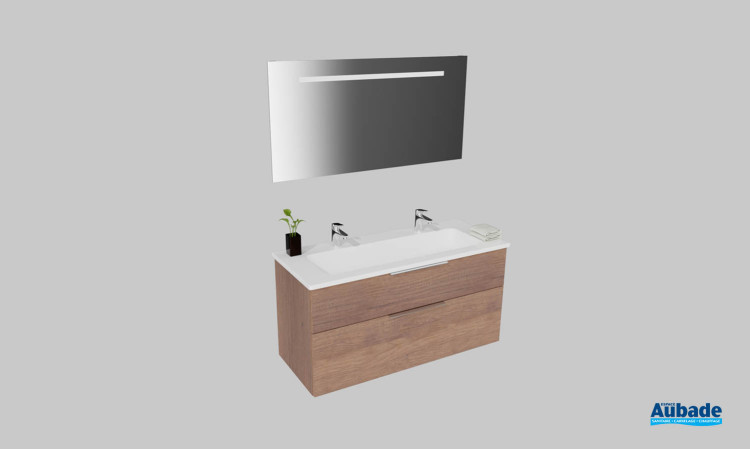 Meuble de salle de bains Passion de Burgbad, largeur 123 cm, coloris chêne rouillé