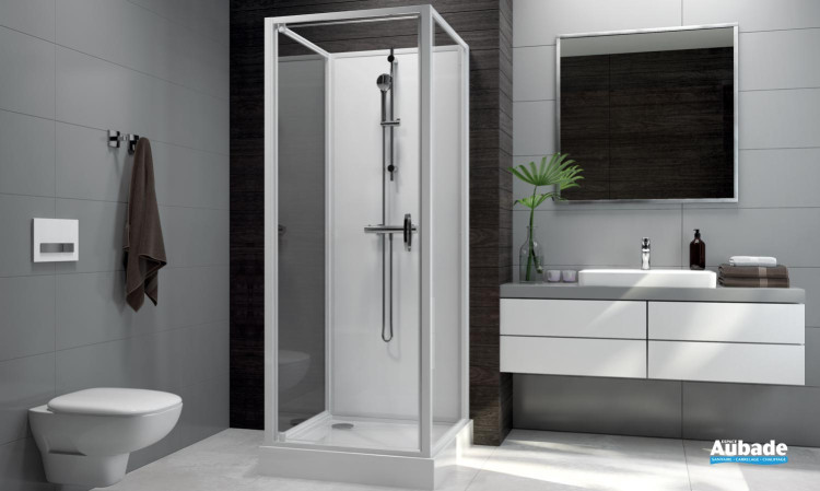 cabine de douche selection aubade verre 80 x 80 cm milieu de mur de leda