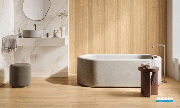 Collection Solovere par Ceramiche Piemme en coloris Pure et décor Canneté Flamed