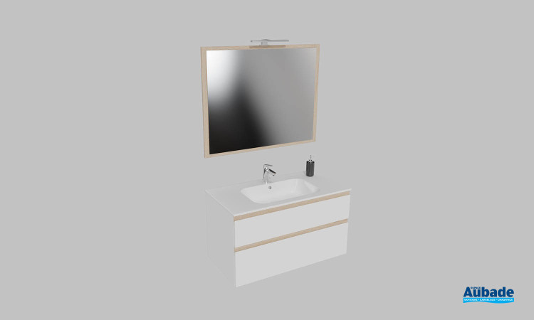 Meuble de salle de bains Bella vista de Decotec, largeur 100 cm, coloris blanc mat
