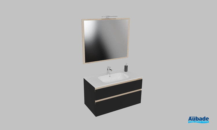 Meuble de salle de bains Bella vista de Decotec, largeur 100 cm, coloris noir mat