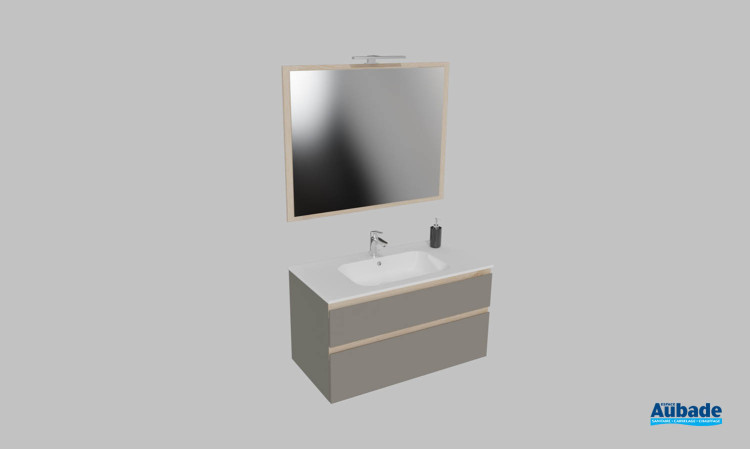 Meuble de salle de bains Bella vista de Decotec, largeur 100 cm, coloris taupe mat