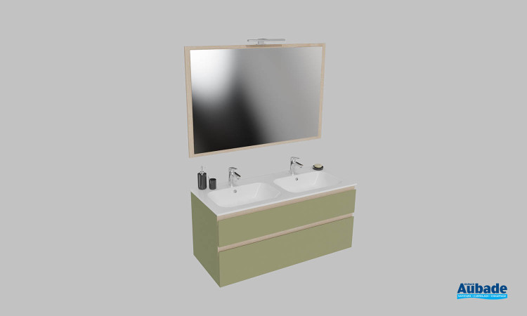 Meuble de salle de bains Bella vista de Decotec, largeur 120 cm, coloris fougère mat