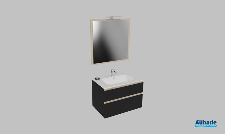 Meuble de salle de bains Bella vista de Decotec, largeur 80 cm, coloris noir mat
