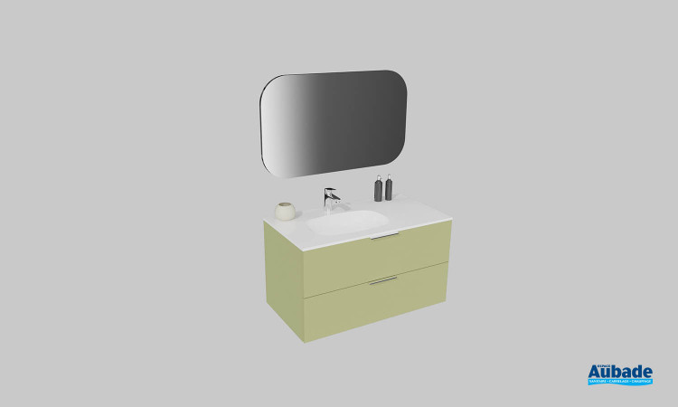 Meuble de salle de bains Refuge de Delpha, largeur 100 cm, coloris vert olive