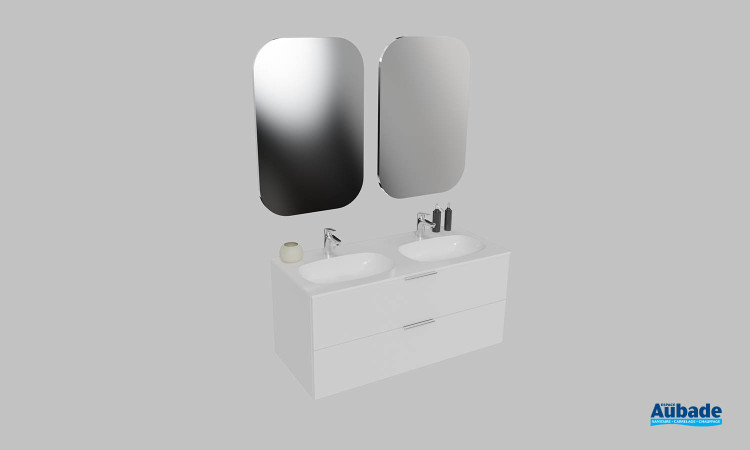 Meuble de salle de bains Refuge de Delpha, largeur 120 cm, coloris blanc satiné