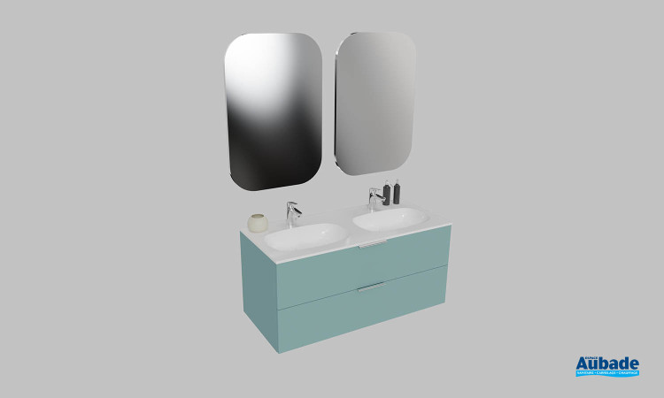 Meuble de salle de bains Refuge de Delpha, largeur 120 cm, coloris vert aloé mat