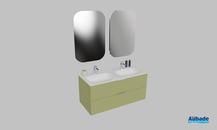 Meuble de salle de bains Refuge de Delpha, largeur 120 cm, coloris vert olive