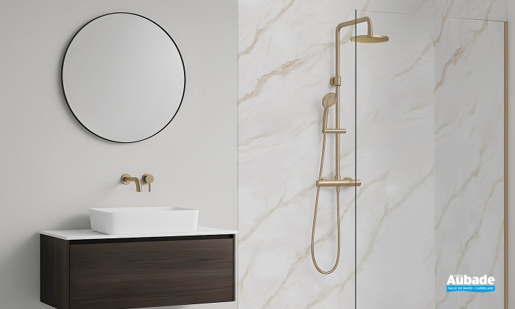 Panneaux muraux Deco douche finition marbre doré