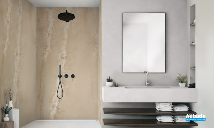 Panneaux muraux Deco douche finition marbre latte