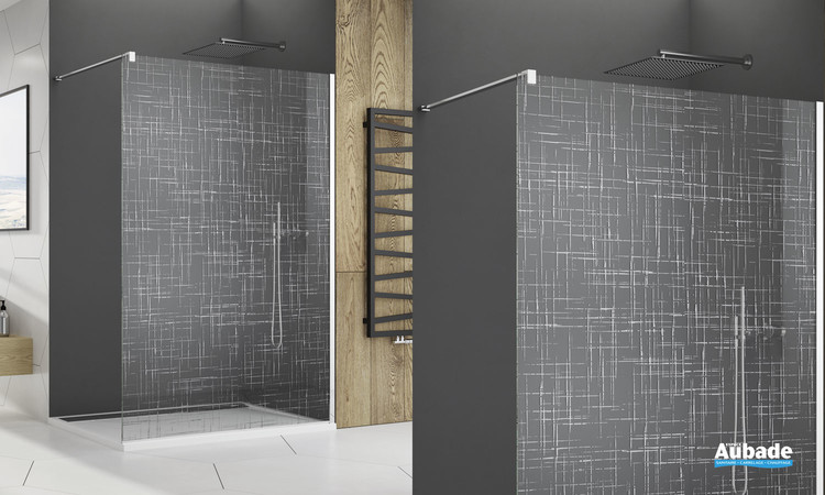 Paroi de douche fixe sérigraphiée chromé Cromalin II de la marque Ronal