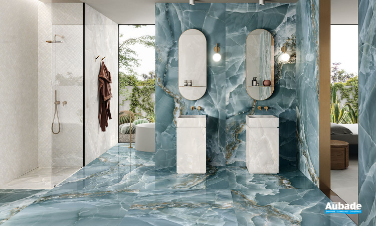 Collection Tele Di Marmo Onyx par Emil Ceramica en coloris Green