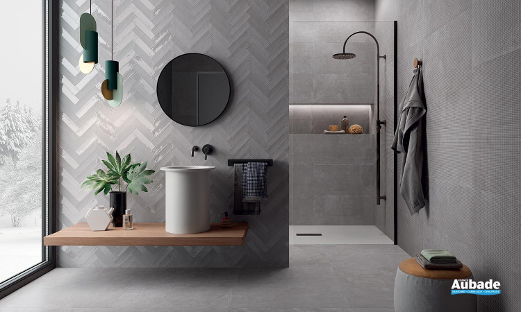 Collection Totalook par Emil Ceramica en coloris Grigio et décors Grigio Majolica Matt et Lux