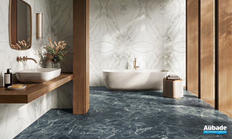 Collection Classy par Ermes Aurelia en coloris Green, Ice White et décor Bookmatch Ice White