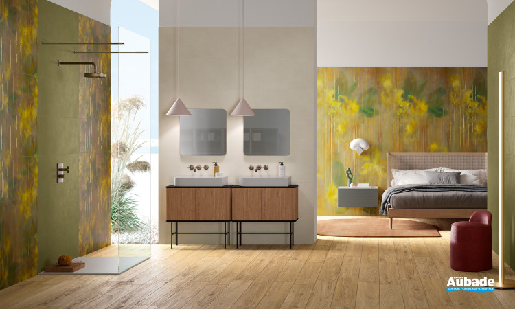 Collection Chromatica par Fincibec en coloris Muschio, Ecrù et décor Mimosa