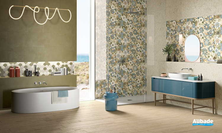 Collection Chromatica par Fincibec en coloris Muschio, décor Pop et mosaïque Glee Rock