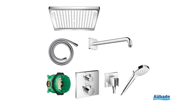 Ensemble encastré Ecostat Square mitigeur thermostatique Chrome Hansgrohe