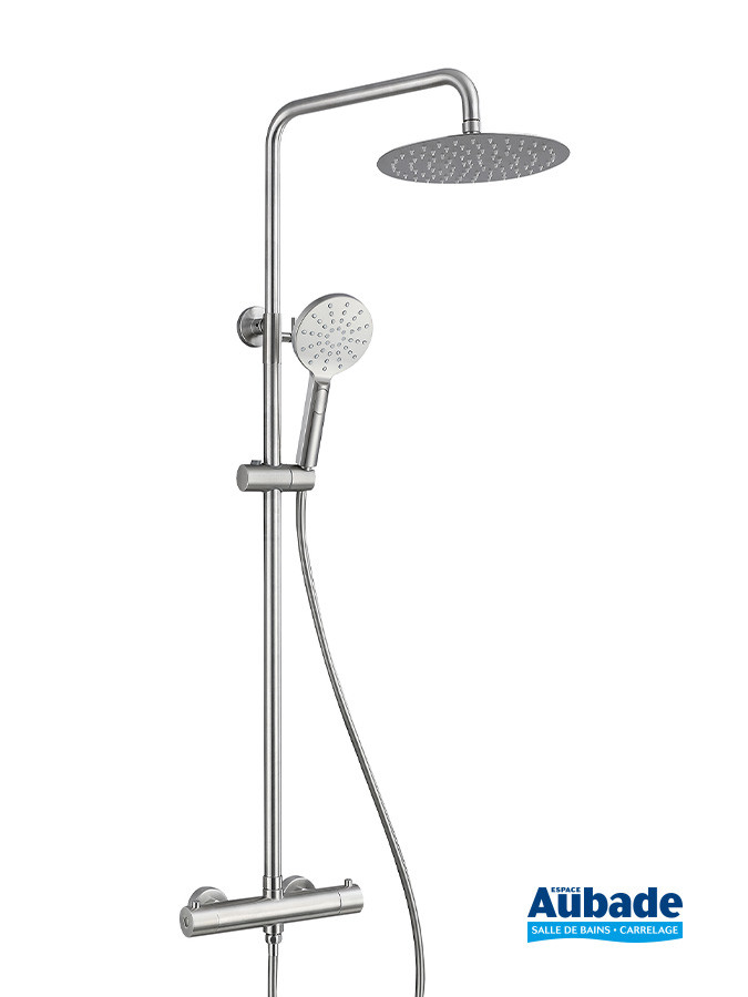 Colonne de douche thermostatique Inox Line finition Inox brossé de Aubade Création