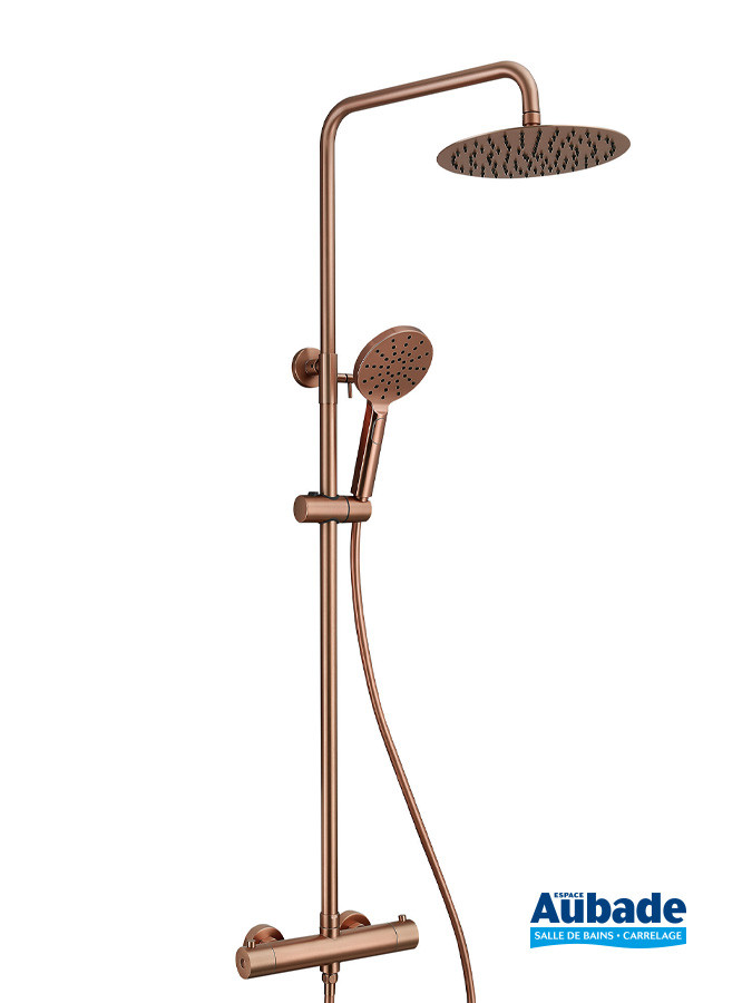 Colonne de douche thermostatique Inox Line finition PVD Cuivre brossé de Aubade Création