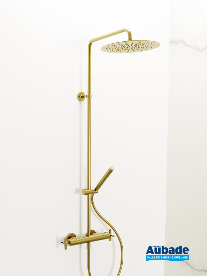 Colonne de douche thermostatique Cross Road Or brossé de Cristina