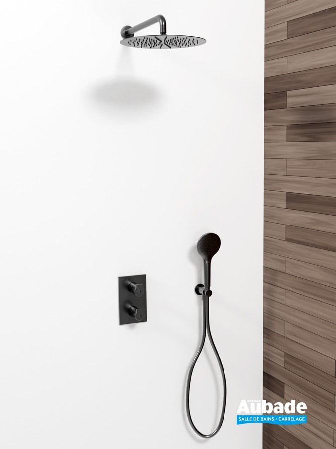 Omega-pack thermostatique douche complet chromé noir brossé de Cristina Ondyna