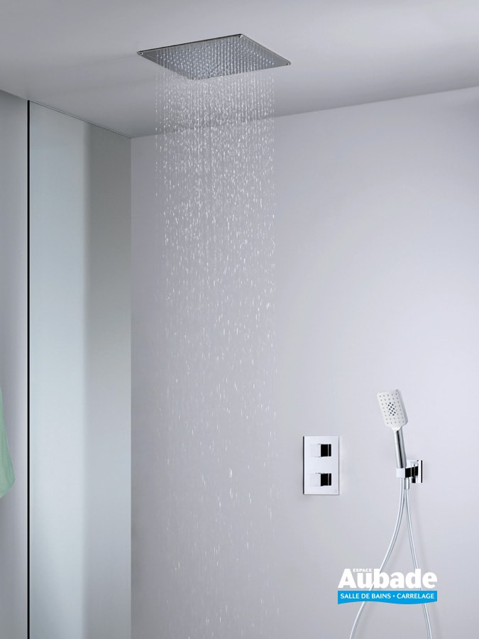 QUADRI-PACK thermostatique douche complet plafond chrome de cristina ondyna