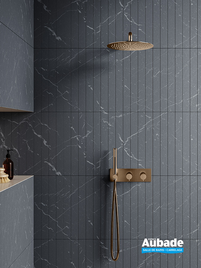 Pack de douche encastré Thermo S Or rose brossé de Cristina