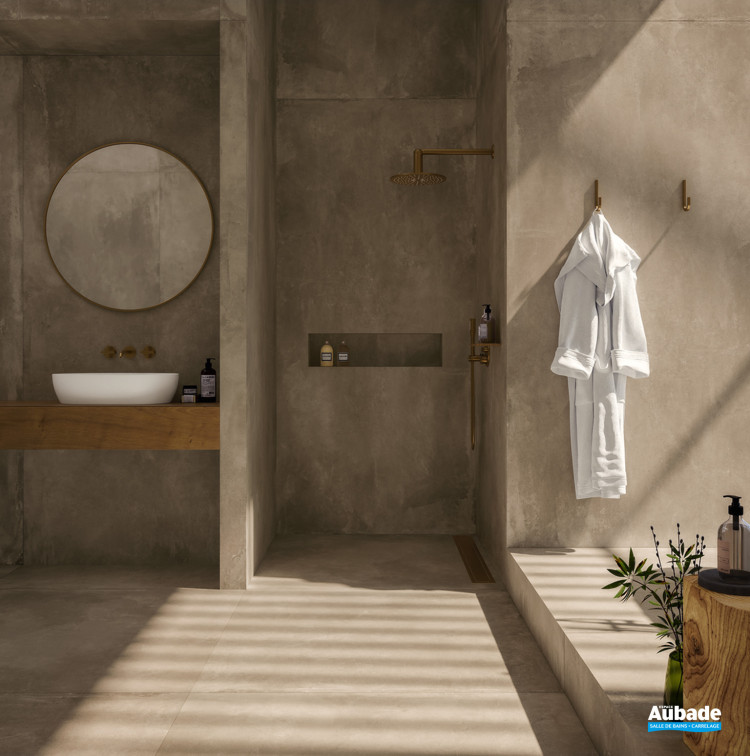 Carrelage Azuma-Up par Imola format 90 x 90 cm en coloris Taupe