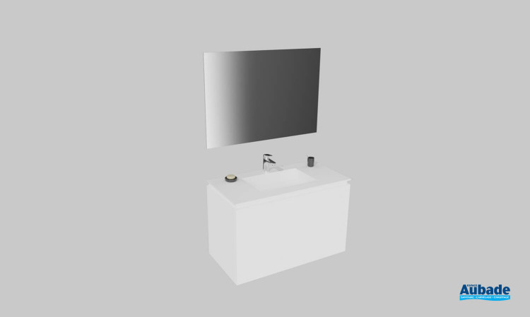 Meuble de salle de bains Florence de Karol, largeur 100 cm, coloris blanc mat