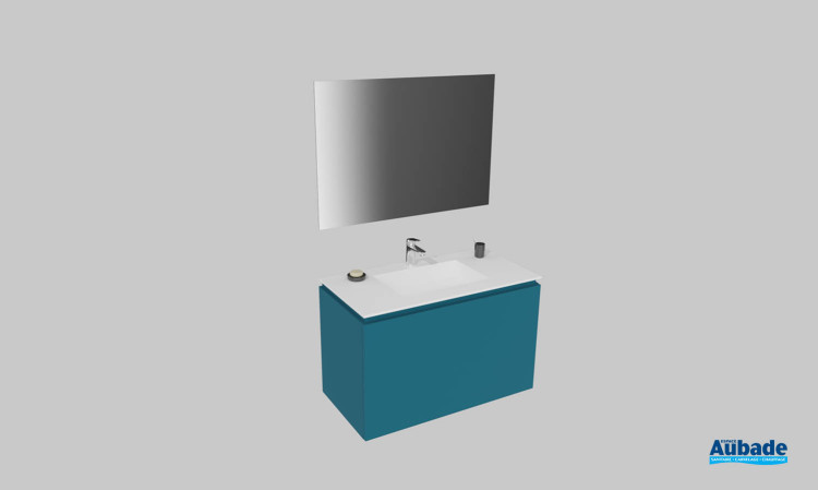 Meuble de salle de bains Florence de Karol, largeur 100 cm, coloris bleu océan mat