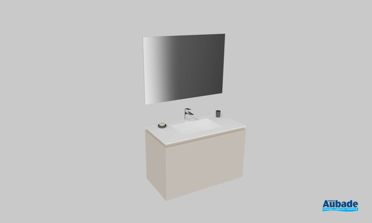 Meuble de salle de bains Florence de Karol, largeur 100 cm, coloris gris corde mat