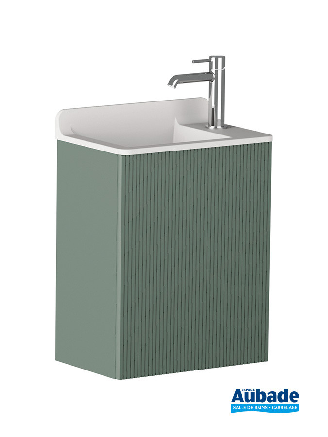 Lave-mains Allegro par Ambiance Bain coloris Matcha avec vasque coloris Blanc mat