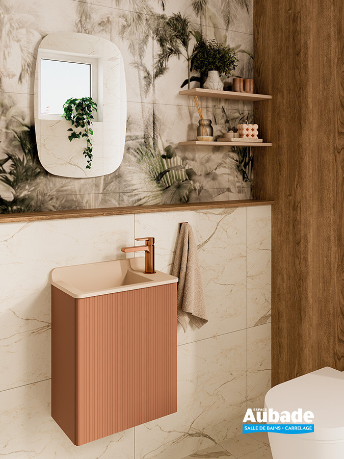 Lave-mains Allegro par Ambiance Bain coloris Siena avec vasque coloris Nude