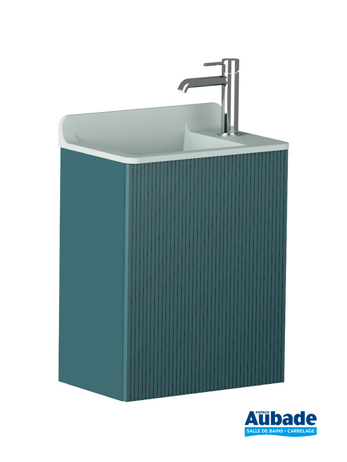 Lave-mains Allegro par Ambiance Bain coloris Vert forêt avec vasque coloris Aqua