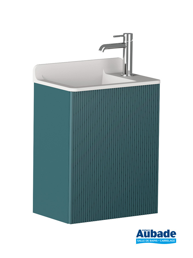 Lave-mains Allegro par Ambiance Bain coloris Vert forêt avec vasque coloris Blanc mat