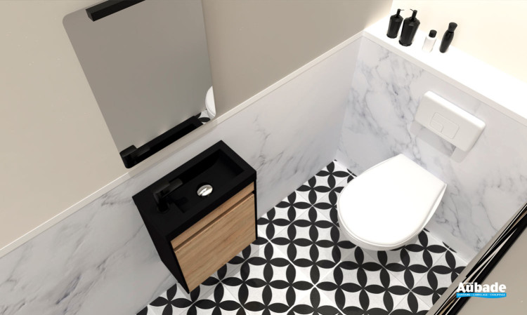 Lave-mains Milan coloris bois clair dans un espace WC contemporain 