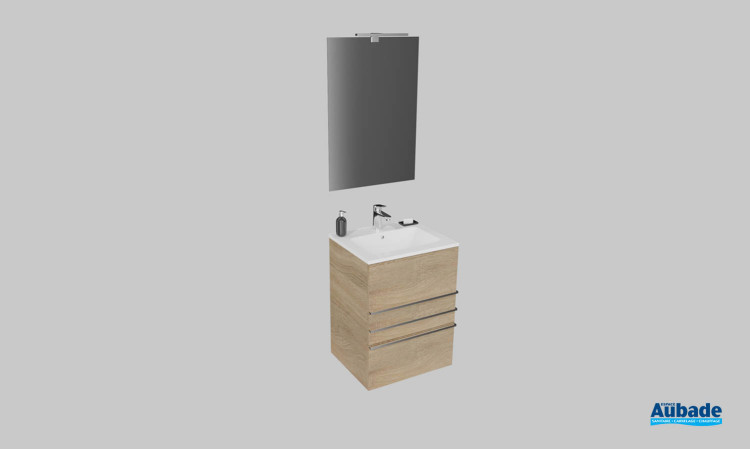 Meuble de salle de bains Trio de Lido, largeur 56 cm, coloris bois clair