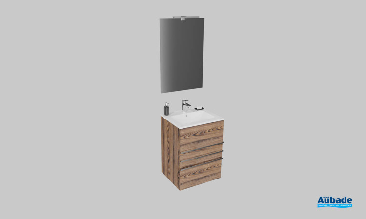 Meuble de salle de bains Trio de Lido, largeur 56 cm, coloris héritage chêne