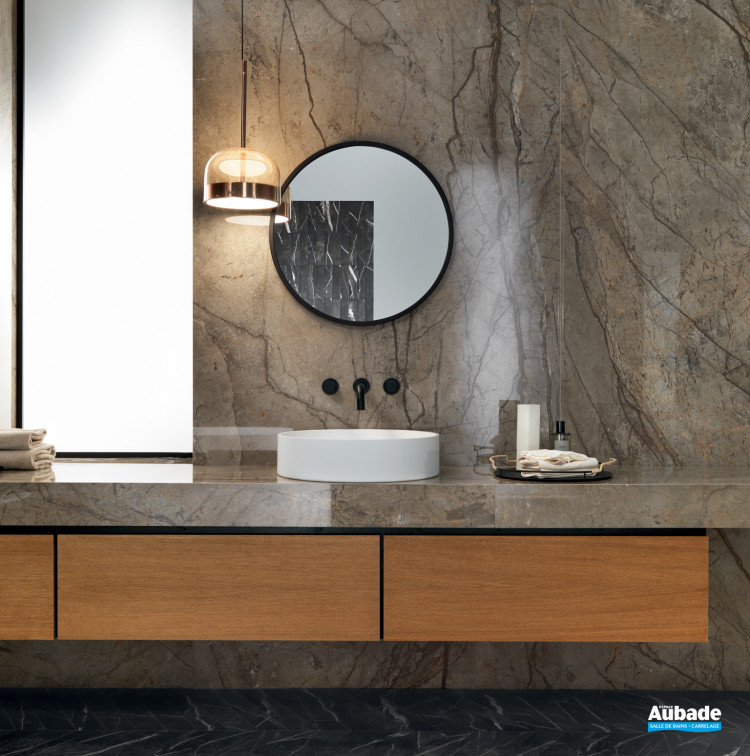 Carrelage Scultorea par Marca Corona format 60 x 120 cm en coloris River Grey Velvet