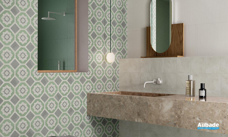 Collection Marca Corona par Terra.Art en coloris Menta, Bianco et en décor Geometria Sabbia/Menta