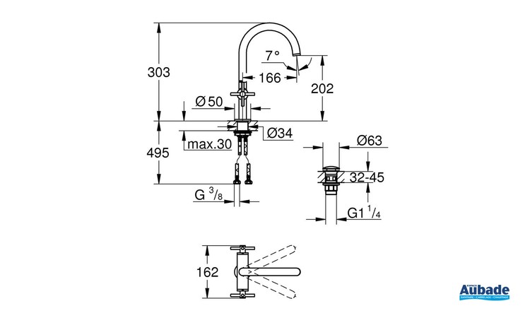 Mélangeur monotrou Taille L Atrio Chromé de Grohe